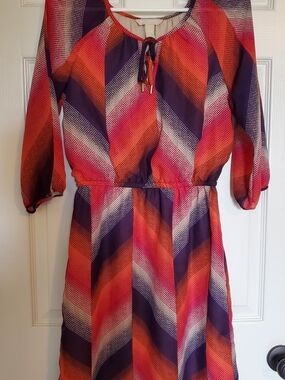 Banana Republic Multicolor Tie-Neck Dress